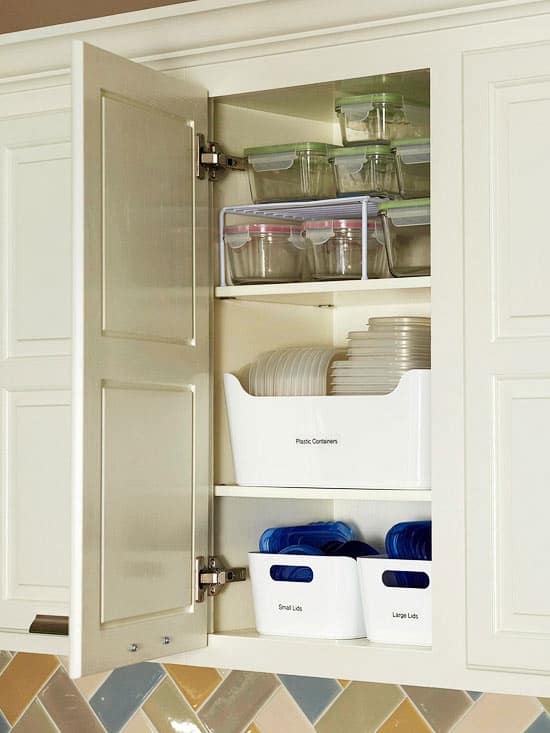 Easy Way to Organize Tupperware in Cabinets