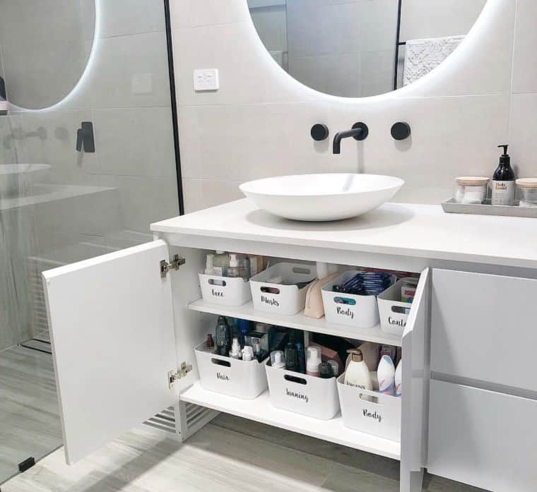 organized undersink storage using Ikea containers