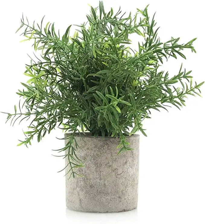 Velener Mini Potted Plastic Fake Green Plant for Home Decor (Bamboo Leaves)