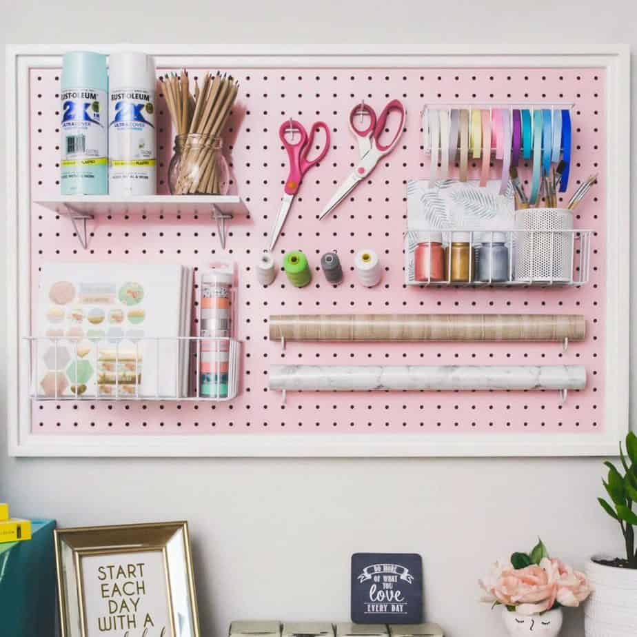 pegboard organization for craft spaces