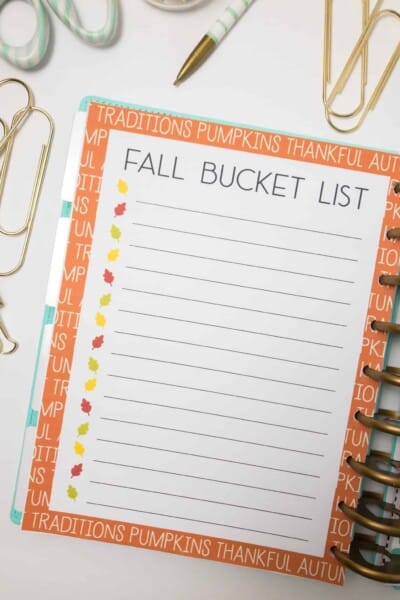 Fall Happy Planner Printable Inserts