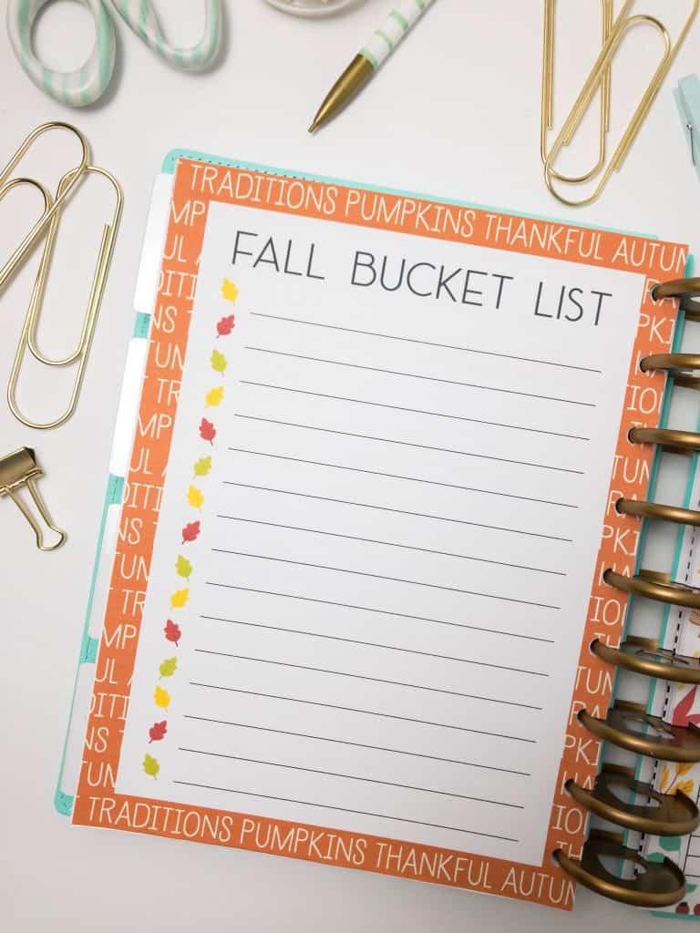 Fall Happy Planner Printable Inserts