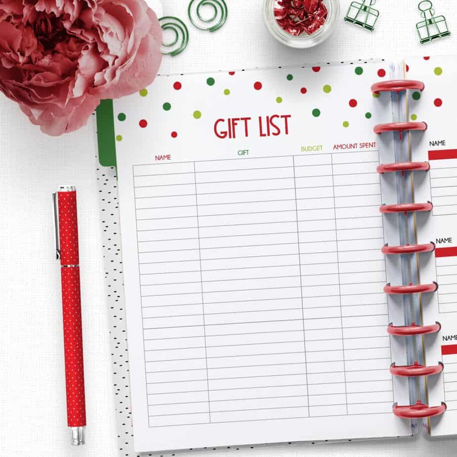 Christmas Gift List Printable