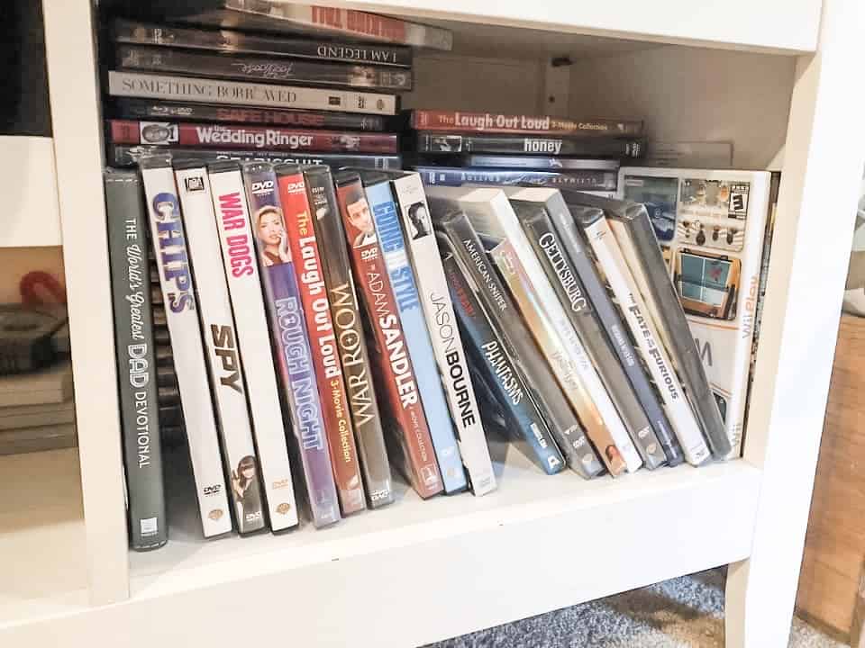 DVD's on a shelf 