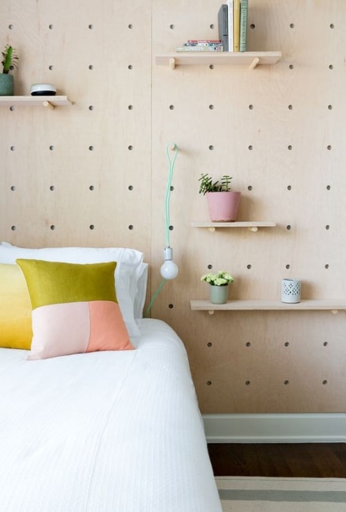 headboard pegboard wall organization