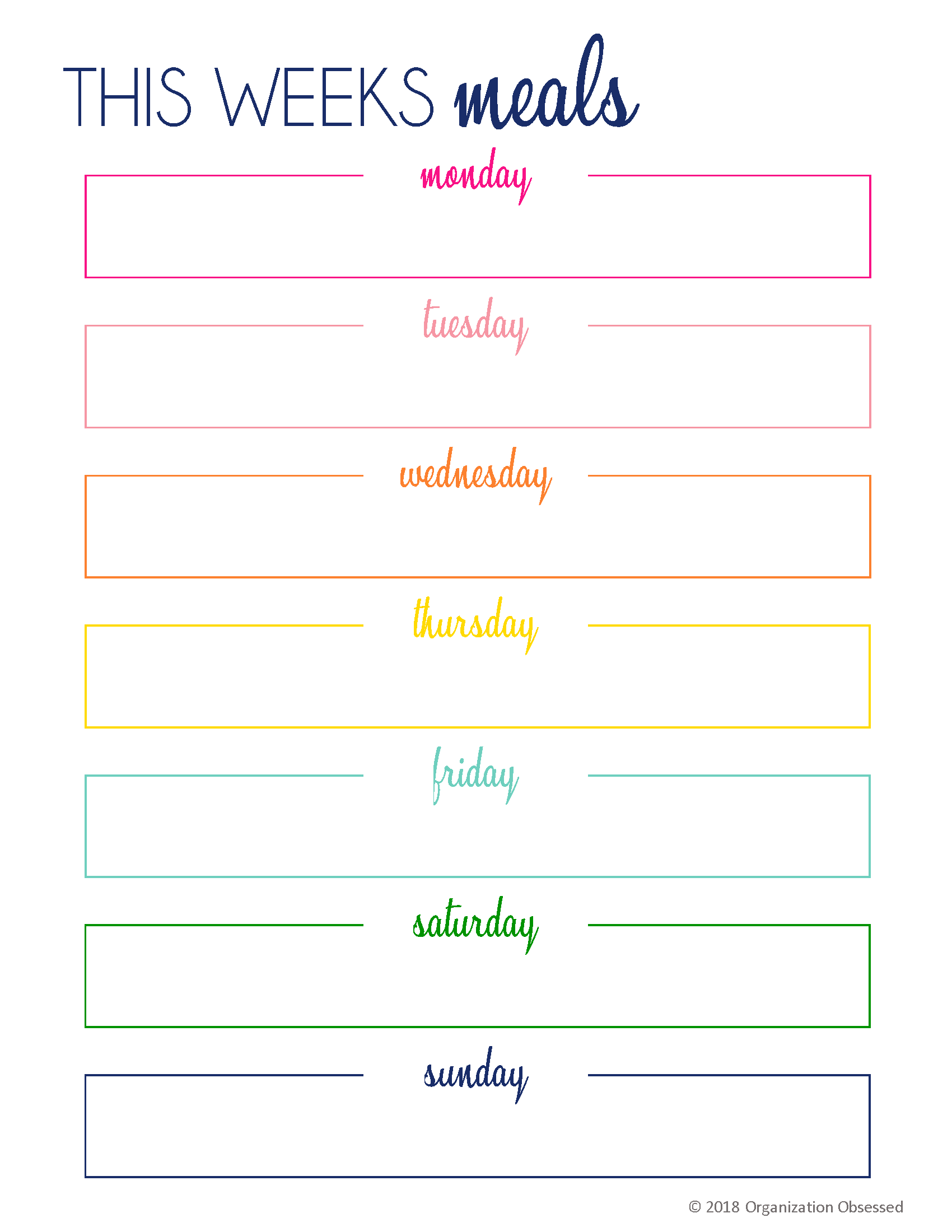 This Weeks Meals - Organization Obsessed