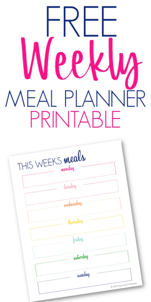 Free Meal Planner Printable - Organization Obsessed