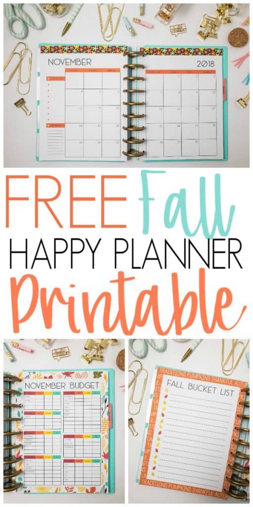 Fall Happy Planner Printable Inserts